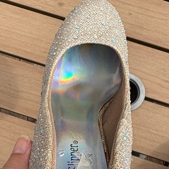 Silver Slipper Sparkling Women's Heels in Glittering Cream NNT Rhinestones - Picture 12 of 13